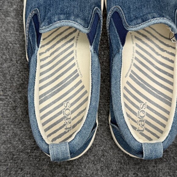 Taos Rubber Soul Slip On Sneakers Women 11 Blue Denim Casual Classic Loafer Shoe - Picture 9 of 12